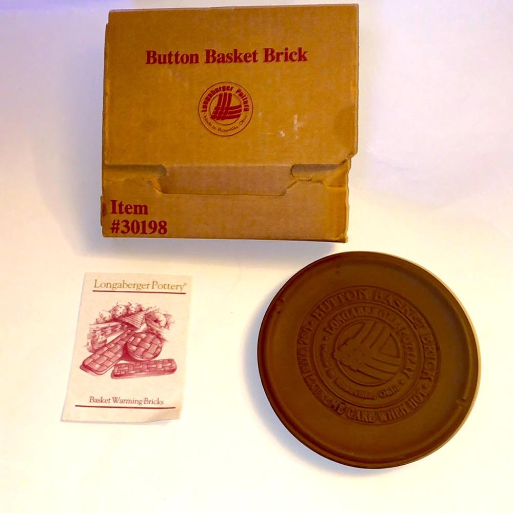 Longaberger Pottery, button basket warming  brick item #30198 NIB